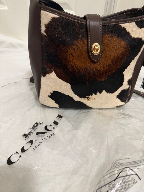 Coach Handbags - Coach Hadley Brown Black and White Cow Hair Leather Crossbody Bag